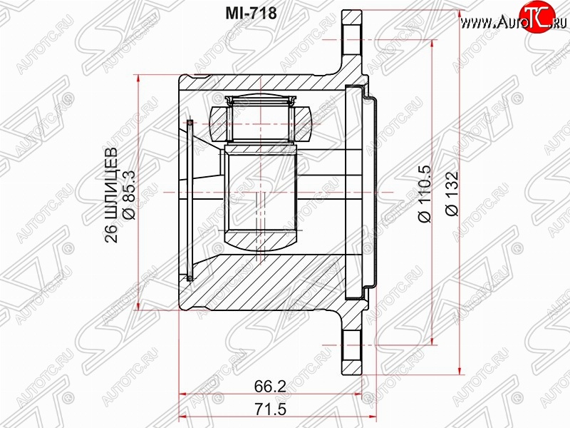 3 599 р. Шрус (внутренний/правый) SAT (26*110.5 мм) Mitsubishi L200 3 K6T-K7T дорестайлинг (1996-2005)  с доставкой в г. Пермь