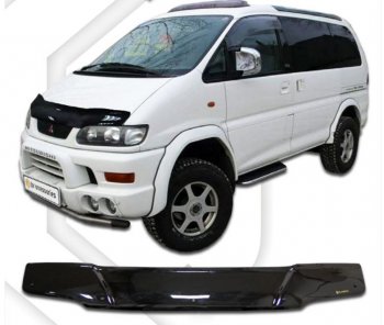 2 159 р. Дефлектор капота CA-Plastiс  Mitsubishi Delica  4 (1997-2007) рестайлинг (серия Classic черный)  с доставкой в г. Пермь. Увеличить фотографию 2