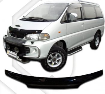 2 079 р. Дефлектор капота CA-Plastiс  Mitsubishi Delica  4 (1994-1997) дорестайлинг (серия Classic черный)  с доставкой в г. Пермь. Увеличить фотографию 2