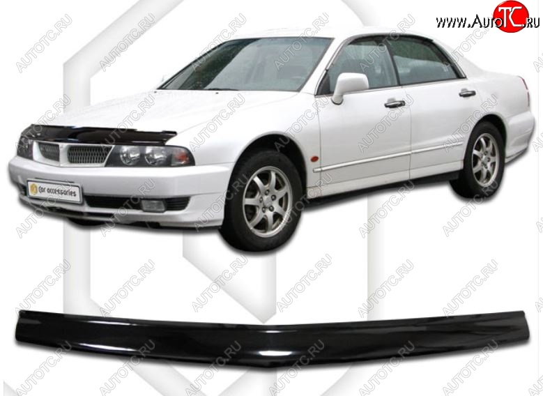 1 899 р. Дефлектор капота CA-Plastic Mitsubishi Diamante (1995-2005) (Classic черный, Без надписи)  с доставкой в г. Пермь