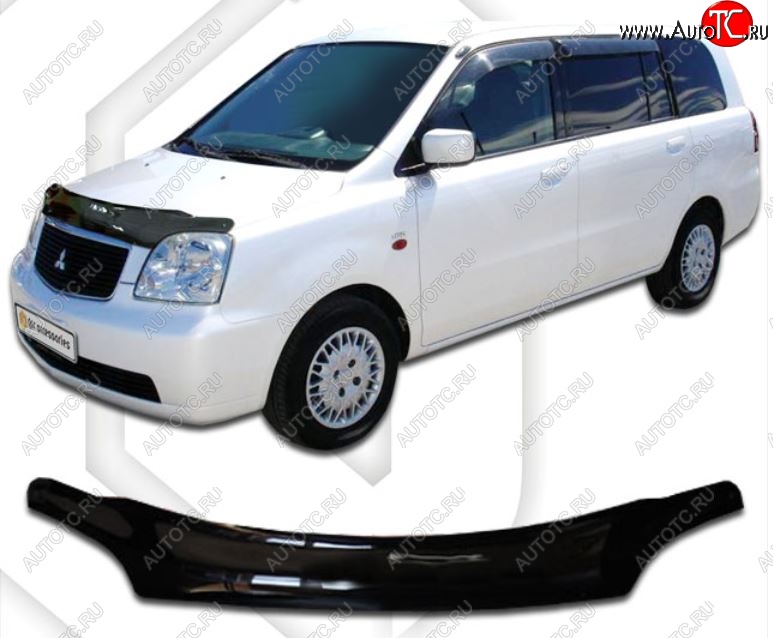 2 969 р. Дефлектор капота CA-Plastic Mitsubishi Dion CR6W,CR9W дорестайлинг (2000-2002) (Classic черный, Без надписи)  с доставкой в г. Пермь