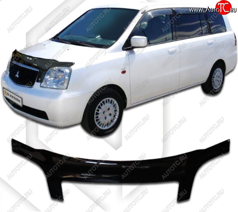 2 599 р. Дефлектор капота CA-Plastiс exclusive  Mitsubishi Dion  CR6W,CR9W (2000-2002) дорестайлинг (Classic черный, Без надписи)  с доставкой в г. Пермь