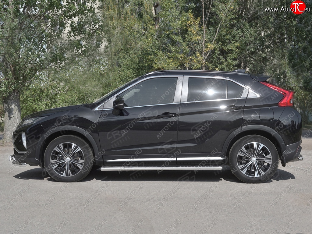 19 399 р. Пороги труба 120х60 овал с проступью Russtal Mitsubishi Eclipse Cross GK дорестайлинг (2017-2021)  с доставкой в г. Пермь