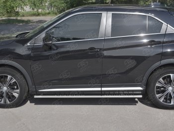 16 649 р. Пороги труба 75х42 овал с проступью Russtal Mitsubishi Eclipse Cross GK дорестайлинг (2017-2021)  с доставкой в г. Пермь. Увеличить фотографию 2