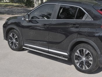 16 649 р. Пороги труба 75х42 овал с проступью Russtal Mitsubishi Eclipse Cross GK дорестайлинг (2017-2021)  с доставкой в г. Пермь. Увеличить фотографию 3