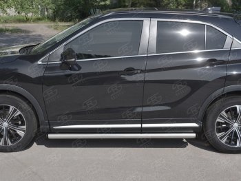 70 999 р. Пороги труба d63 Russtal Mitsubishi Eclipse Cross GK дорестайлинг (2017-2021) (Скошенные края)  с доставкой в г. Пермь. Увеличить фотографию 2