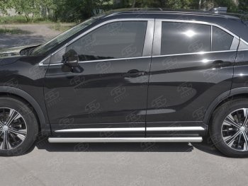 70 999 р. Пороги труба d63 Russtal Mitsubishi Eclipse Cross GK дорестайлинг (2017-2021) (Скошенные края)  с доставкой в г. Пермь. Увеличить фотографию 3