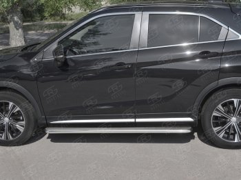 77 999 р. Пороги труба d42 с листом Russtal Mitsubishi Eclipse Cross GK дорестайлинг (2017-2021) (Лист алюм, проф. нерж)  с доставкой в г. Пермь. Увеличить фотографию 2