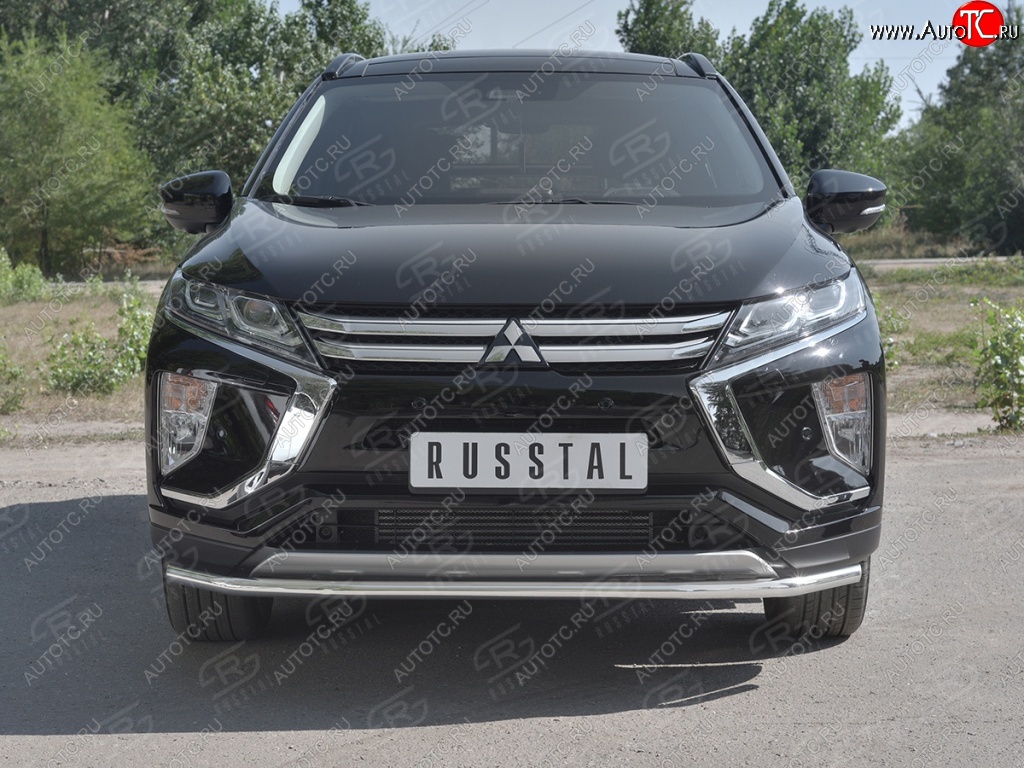 14 999 р. Защита переднего бампера (Ø42 мм, нержавейка) SLITKOFF  Mitsubishi Eclipse Cross  GK (2017-2021) дорестайлинг  с доставкой в г. Пермь