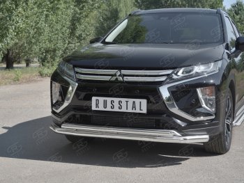 18 449 р. Защита переднего бампера (2 трубы Ø63 и 42 мм, нержавейка) SLITKOFF  Mitsubishi Eclipse Cross  GK (2017-2021) дорестайлинг  с доставкой в г. Пермь. Увеличить фотографию 4