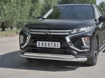 22 099 р. Защита переднего бампера (2 трубы Ø63 и 75х42 мм, нержавейка) SLITKOFF  Mitsubishi Eclipse Cross  GK (2017-2021) дорестайлинг  с доставкой в г. Пермь. Увеличить фотографию 4