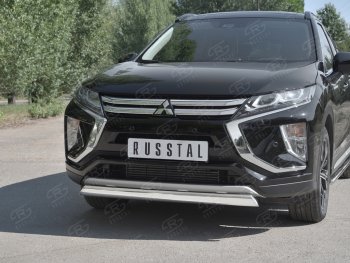 11 949 р. Защита переднего бампера (Ø75х42 мм, нержавейка) Russtal Mitsubishi Eclipse Cross GK дорестайлинг (2017-2021)  с доставкой в г. Пермь. Увеличить фотографию 4