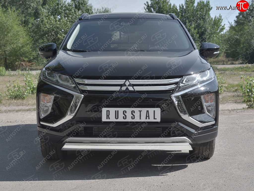 11 949 р. Защита переднего бампера (Ø75х42 мм, нержавейка) Russtal Mitsubishi Eclipse Cross GK дорестайлинг (2017-2021)  с доставкой в г. Пермь