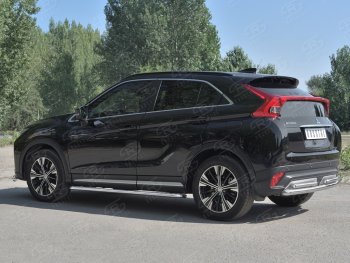 16 699 р. Защита заднего бампера (2 трубы Ø63 и 42 мм, нержавейка) SLITKOFF Mitsubishi Eclipse Cross GK дорестайлинг (2017-2021)  с доставкой в г. Пермь. Увеличить фотографию 2