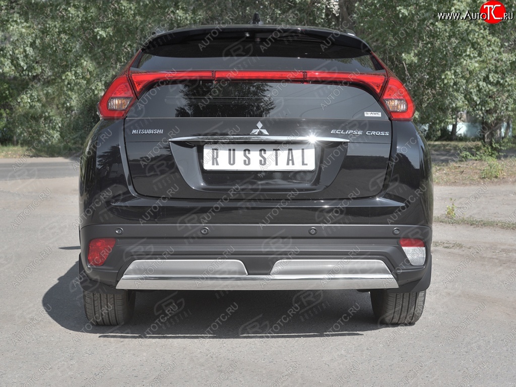 12 999 р. Защита заднего бампера (Ø75х42 мм, нержавейка) Russtal Mitsubishi Eclipse Cross GK дорестайлинг (2017-2021)  с доставкой в г. Пермь