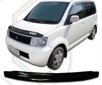 2 599 р. Дефлектор капота CA-Plastic Mitsubishi eK-Wagon H81W (2001-2006) (серия Classic черный)  с доставкой в г. Пермь. Увеличить фотографию 2