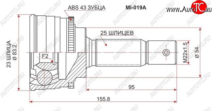 1 739 р. ШРУС SAT (наружный 6G73/4G91/4G93/6A11/6A12/4D6)  Mitsubishi Galant  7 (1992-1996)  дорестайлинг седан,  рестайлинг седан  с доставкой в г. Пермь