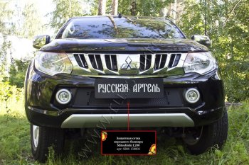 1 979 р. Защитная сетка решетки переднего бампера (шагрень) РА  Mitsubishi L200  5 KK,KL (2015-2019) дорестайлинг  с доставкой в г. Пермь. Увеличить фотографию 3