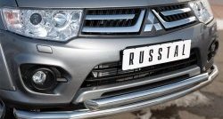 18 799 р. Защита переднего бампера (2 трубыØ63 мм, нержавейка) SLITKOFF Mitsubishi L200 5 KK,KL дорестайлинг (2015-2019)  с доставкой в г. Пермь. Увеличить фотографию 2