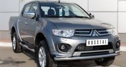 17 949 р. Защита переднего бампера (2 трубыØ63 и 42 мм, нержавейка) SLITKOFF Mitsubishi L200 5 KK,KL дорестайлинг (2015-2019)  с доставкой в г. Пермь. Увеличить фотографию 2