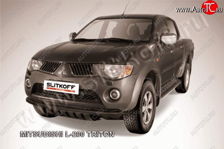 7 599 р. Защита переднего бампера из трубы d57 Slitkoff Mitsubishi L200 5 KK,KL дорестайлинг (2015-2019) (Цвет: серебристый)  с доставкой в г. Пермь