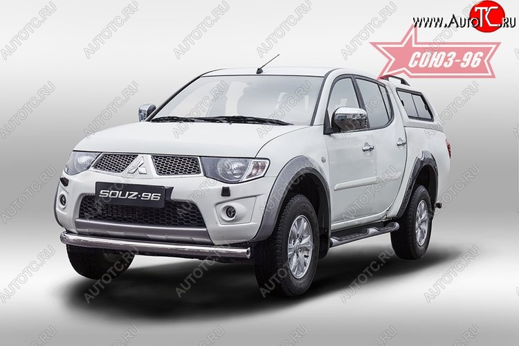 11 654 р. Защита переднего бампера одинарная Souz-96 (d76) Mitsubishi L200 5 KK,KL дорестайлинг (2015-2019)  с доставкой в г. Пермь