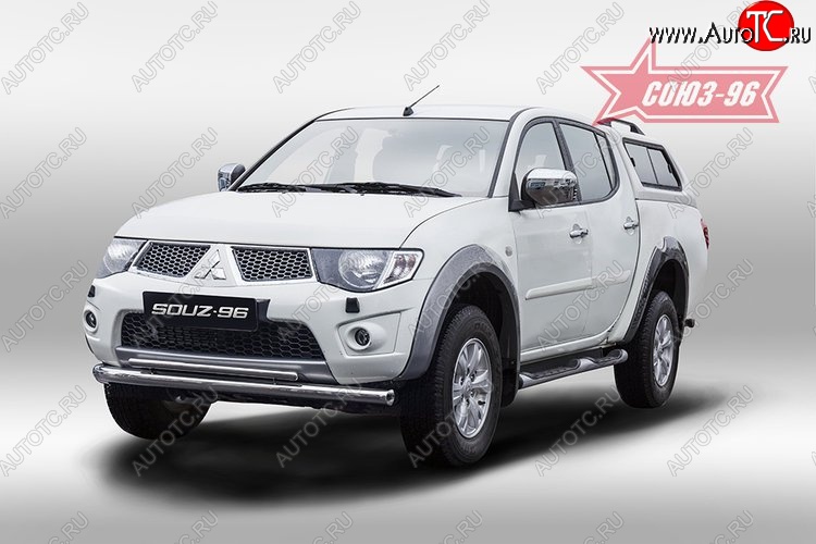 15 254 р. Защита переднего бампера двойная Souz-96 (d76/42) Mitsubishi L200 5 KK,KL дорестайлинг (2015-2019)  с доставкой в г. Пермь