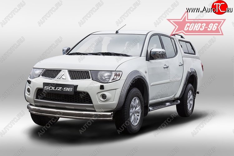 15 254 р. Защита переднего бампера двойная Souz-96 (d76/42) Mitsubishi L200 5 KK,KL дорестайлинг (2015-2019)  с доставкой в г. Пермь
