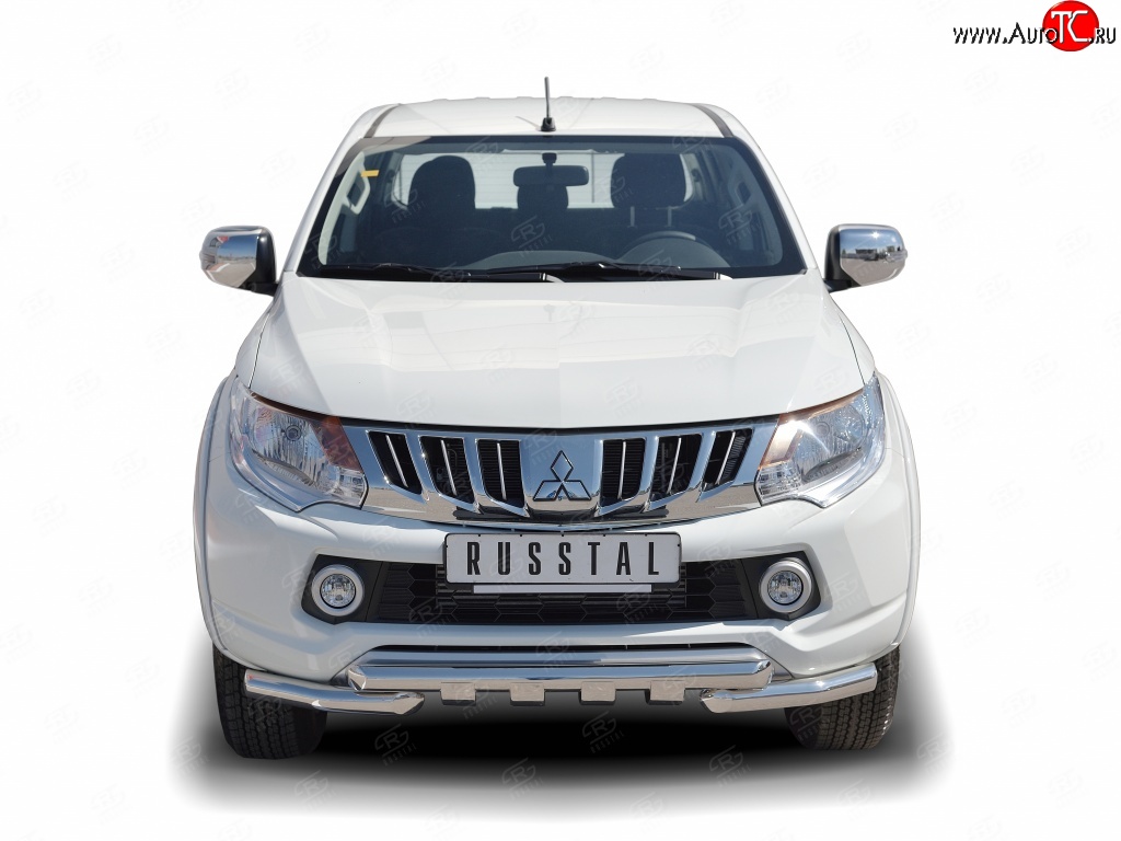 26 499 р. Защита переднего бампера (Ø63 мм с зубами, нержавейка) SLITKOFF  Mitsubishi L200  5 KK,KL (2018-2022) рестайлинг  с доставкой в г. Пермь