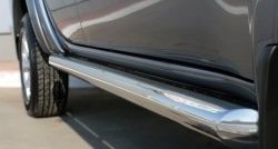 77 999 р. Защита порогов из круглой трубы диаметром 76 мм Russtal Mitsubishi L200 5 KK,KL дорестайлинг (2015-2019) (Защита порогов с со скосами на торцах (вариант 1))  с доставкой в г. Пермь. Увеличить фотографию 3