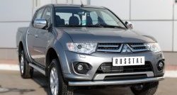 77 999 р. Защита порогов из круглой трубы диаметром 76 мм Russtal Mitsubishi L200 5 KK,KL дорестайлинг (2015-2019) (Защита порогов с со скосами на торцах (вариант 1))  с доставкой в г. Пермь. Увеличить фотографию 10