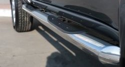 83 999 р. Защита порогов с пластиковыми вставками для ног из круглой трубы диаметром 76 мм Russtal Mitsubishi L200 5 KK,KL дорестайлинг (2015-2019) (Защита порогов с со скосами на торцах (вариант 1))  с доставкой в г. Пермь. Увеличить фотографию 3