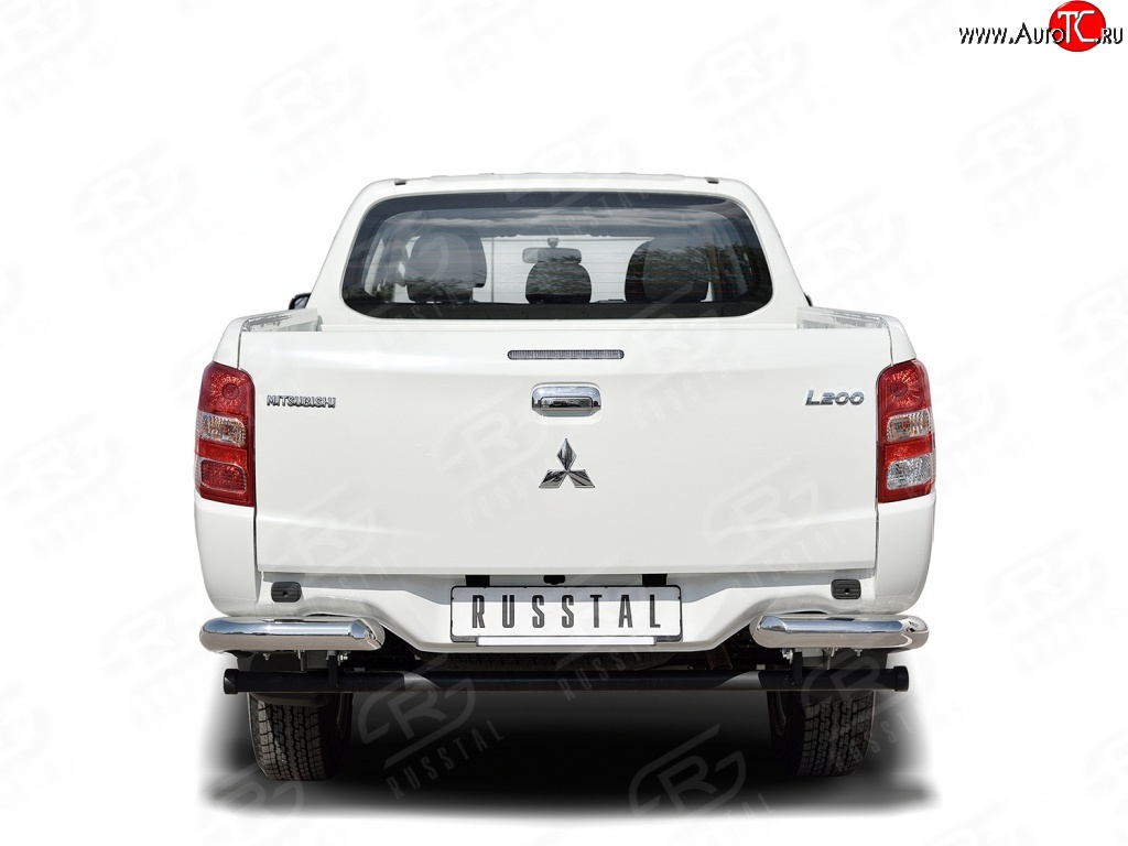 14 849 р. Защита заднего бампера (Ø76 мм уголки, нержавейка) SLITKOFF  Mitsubishi L200  5 KK,KL (2018-2022) рестайлинг  с доставкой в г. Пермь