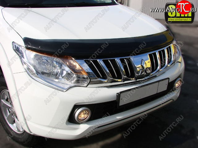 3 299 р. Дефлектор капота SIM Mitsubishi Pajero Sport QE дорестайлинг (2015-2021)  с доставкой в г. Пермь
