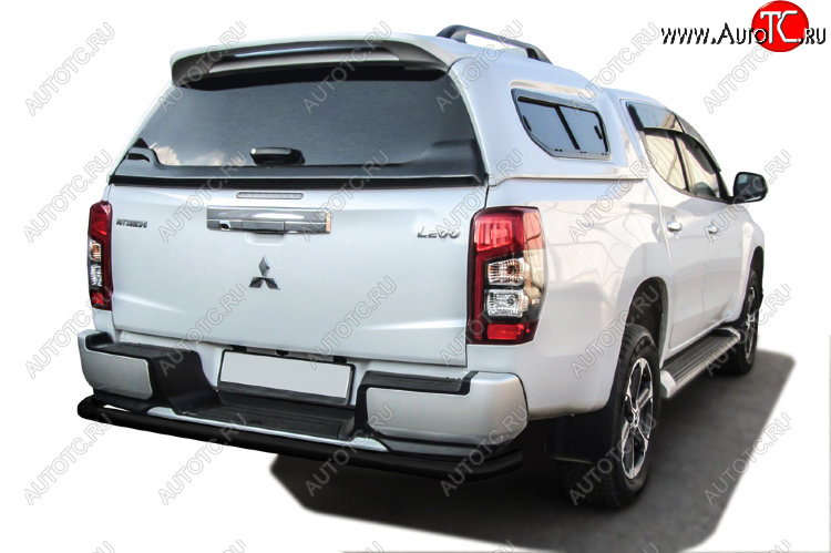 9 999 р. Защита заднего бампера Slitkoff (Ø 57 мм, с бампером)  Mitsubishi L200  5 KK,KL (2018-2022) рестайлинг (Сталь с полимерным покрытием. Цвет: черный)  с доставкой в г. Пермь