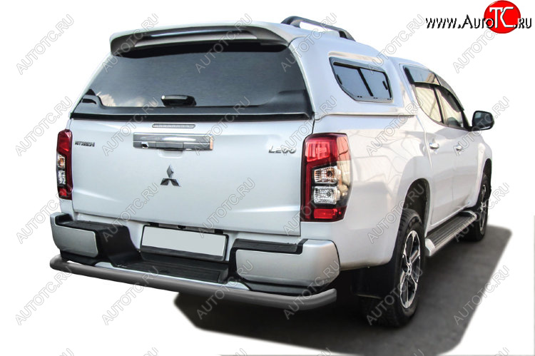 9 999 р. Защита заднего бампера Slitkoff (Ø 57 мм, с бампером)  Mitsubishi L200  5 KK,KL (2018-2022) рестайлинг (Сталь с полимерным покрытием. Цвет: серебристый)  с доставкой в г. Пермь