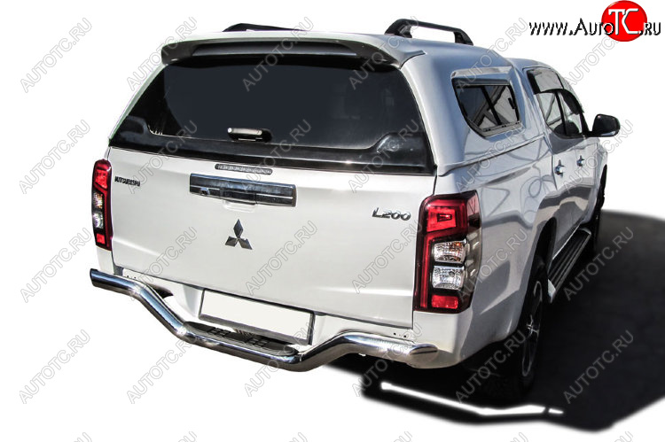 18 349 р. Защита заднего бампера Slitkoff (Ø 76 мм, с проступью, без бампера)  Mitsubishi L200  5 KK,KL (2015-2022) дорестайлинг, рестайлинг (Нержавеющая сталь)  с доставкой в г. Пермь