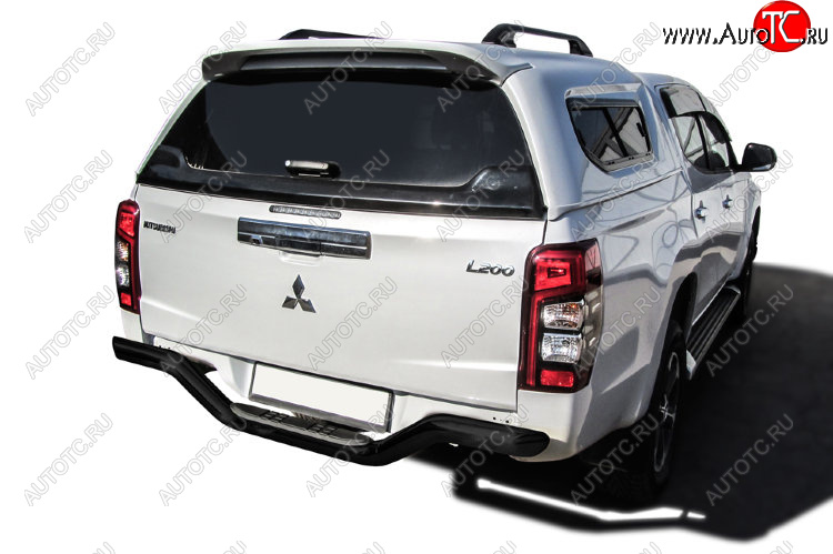 12 849 р. Защита заднего бампера Slitkoff (Ø 76 мм, с проступью, без бампера)  Mitsubishi L200  5 KK,KL (2015-2022) дорестайлинг, рестайлинг (Сталь с полимерным покрытием. Цвет: черный)  с доставкой в г. Пермь