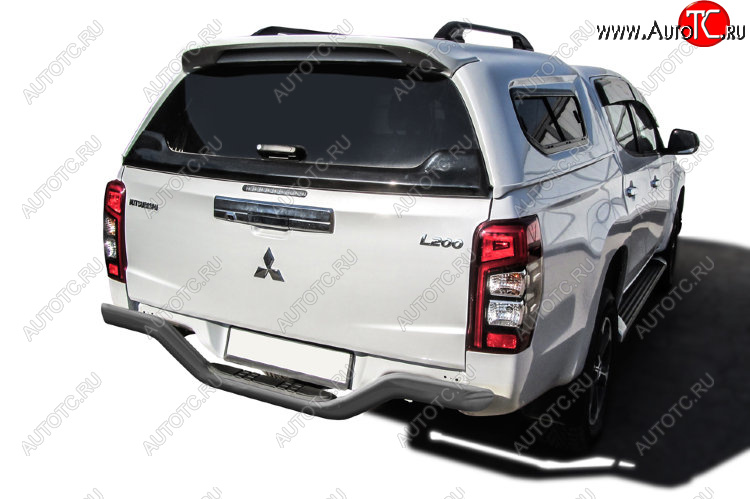 12 849 р. Защита заднего бампера Slitkoff (Ø 76 мм, с проступью, без бампера)  Mitsubishi L200  5 KK,KL (2015-2022) дорестайлинг, рестайлинг (Сталь с полимерным покрытием. Цвет: серебристый)  с доставкой в г. Пермь