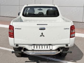 Защита заднего бампера (труба d63 с листом) SLITKOFF Mitsubishi L200  5 KK,KL (2015-2019) дорестайлинг (Лист алюминий/профиль сталь)