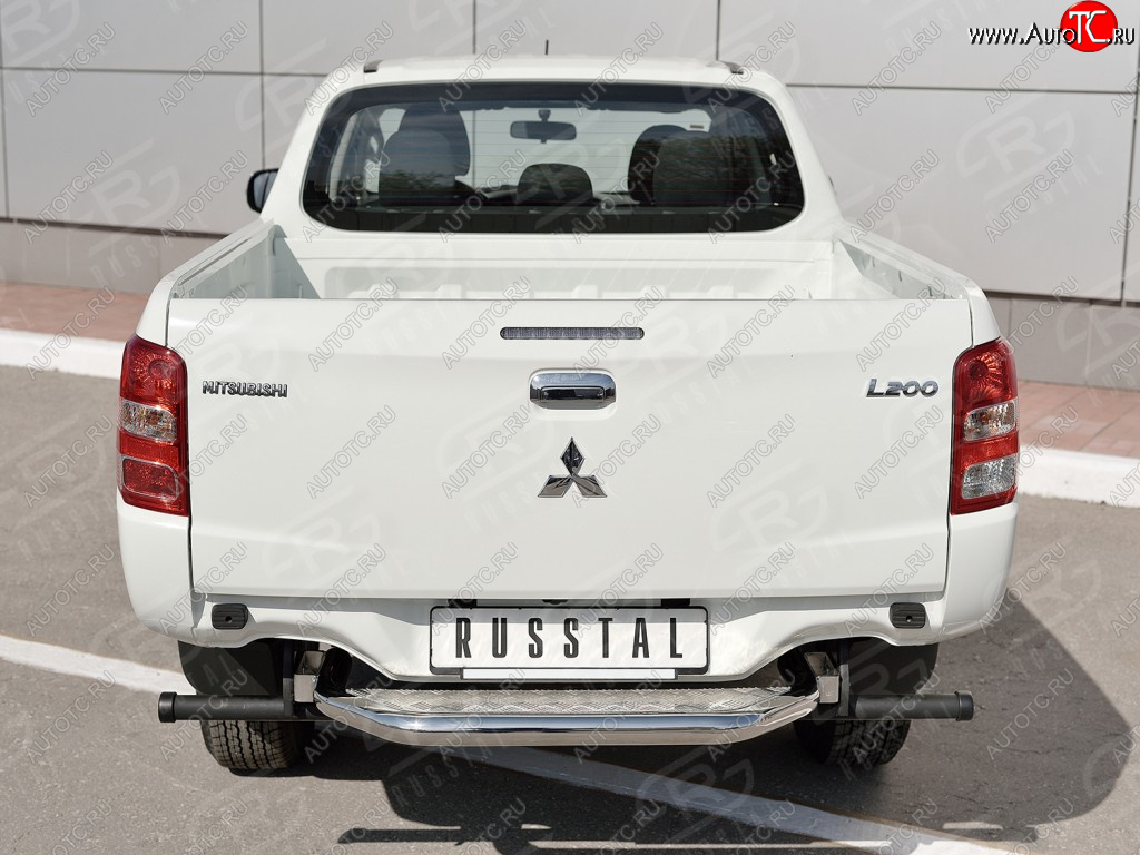 19 799 р. Защита заднего бампера (труба d63 с листом) SLITKOFF  Mitsubishi L200  5 KK,KL (2015-2019) дорестайлинг (Лист алюминий/профиль сталь)  с доставкой в г. Пермь
