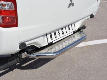 19 799 р. Защита заднего бампера (труба d63 с листом) SLITKOFF  Mitsubishi L200  5 KK,KL (2015-2019) дорестайлинг (Лист алюминий/профиль сталь)  с доставкой в г. Пермь. Увеличить фотографию 3
