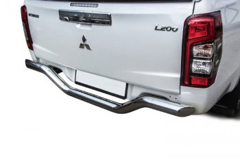 17 399 р. Защита заднего бампера Slitkoff (Ø 76 мм, без бампера)  Mitsubishi L200  5 KK,KL (2018-2022) рестайлинг (Нержавеющая сталь)  с доставкой в г. Пермь. Увеличить фотографию 2