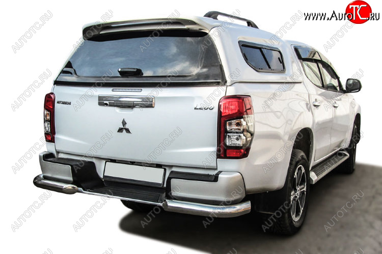 12 999 р. Защита заднего бампера Slitkoff (Ø 76 мм, уголки, с бампером)  Mitsubishi L200  5 KK,KL (2018-2022) рестайлинг (Нержавеющая сталь)  с доставкой в г. Пермь