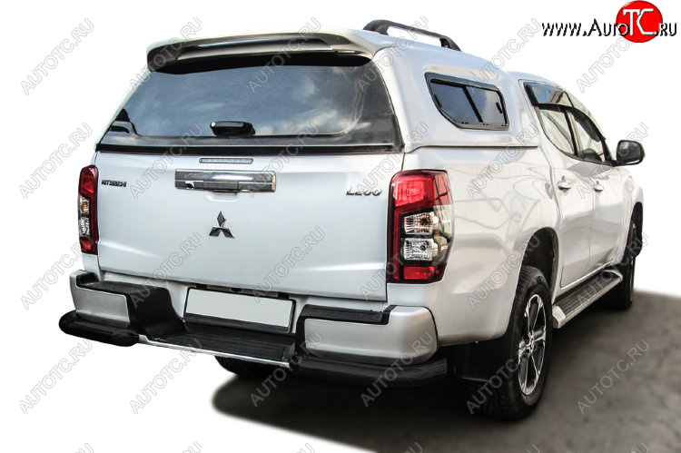 8 999 р. Защита заднего бампера Slitkoff (Ø 76 мм, уголки, с бампером)  Mitsubishi L200  5 KK,KL (2018-2022) рестайлинг (Сталь с полимерным покрытием. Цвет: черный)  с доставкой в г. Пермь