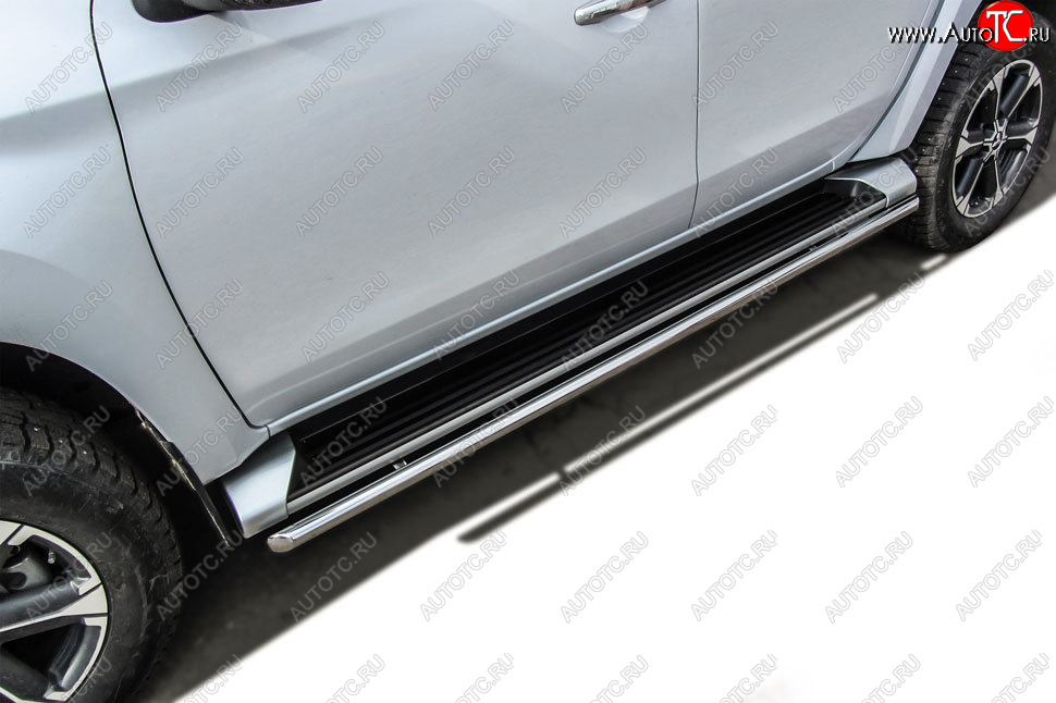 13 999 р. Защита порогов Slitkoff (Ø 42 мм)  Mitsubishi L200  5 KK,KL (2015-2019) дорестайлинг (Нержавеющая сталь)  с доставкой в г. Пермь