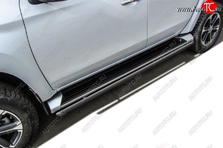 9 899 р. Защита порогов Slitkoff (Ø 42 мм)  Mitsubishi L200  5 KK,KL (2015-2019) дорестайлинг (Сталь с полимерным покрытием. Цвет: серебристый)  с доставкой в г. Пермь