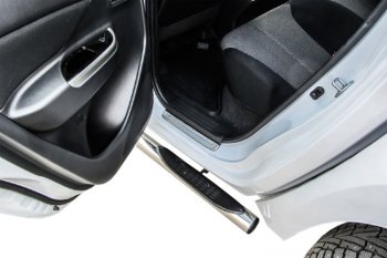 22 799 р. Защита порогов Slitkoff (Ø 76 мм, с проступями)  Mitsubishi L200  5 KK,KL (2015-2022) дорестайлинг, рестайлинг (Нержавеющая сталь)  с доставкой в г. Пермь. Увеличить фотографию 3