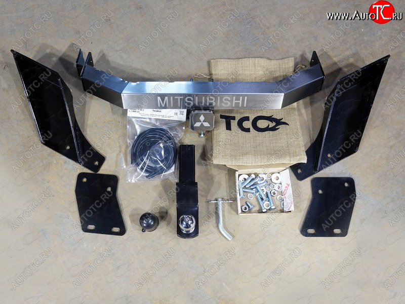 22 999 р. Фаркоп (тягово-сцепное устройство) TCC (надпись Mitsubishi, с задним бампером)  Mitsubishi L200  5 KK,KL (2015-2022) дорестайлинг, рестайлинг (Оцинкованный, шар E - нержавейка)  с доставкой в г. Пермь