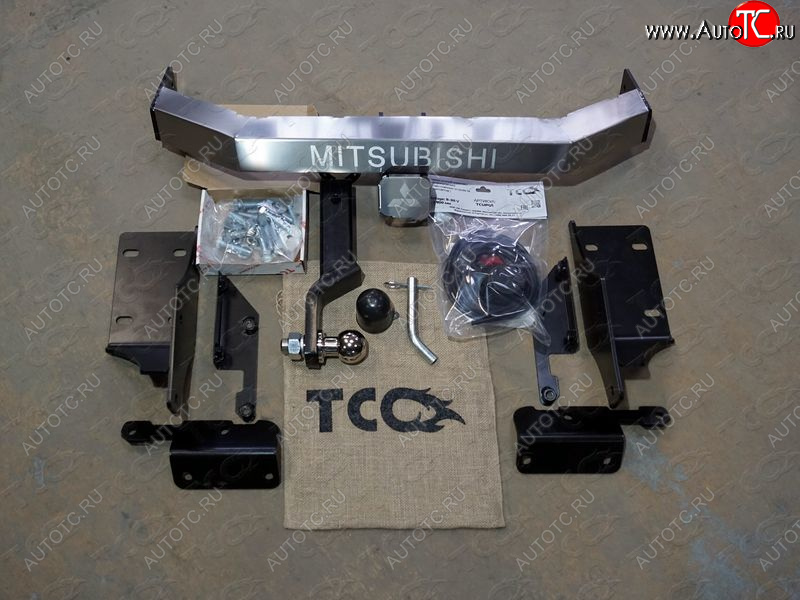 23 849 р. Фаркоп (тягово-сцепное устройство) без заднего бампера TCC  Mitsubishi L200  5 KK,KL (2015-2022) дорестайлинг, рестайлинг (оцинкованный, шар Е, усиленный, надпись Mitsubishi)  с доставкой в г. Пермь